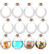 12 Pack Spherical Glass Bottles, 8.5 oz Glass Potion Bottles with Cork Round Potion Bottles, Deco...