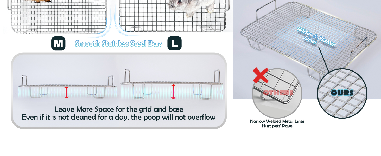 MEEXPAWS-STAINLESS-STEEL -GUINEA -PIGS -LITTER -BOX -RABBIT -WITH -GRID-GUINEA -PIG -TRAINING- PAN