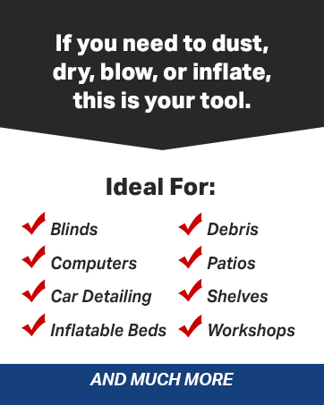 Air Duster is ideal for blinds, computers, car detailing, inflatable, Patios, Debris