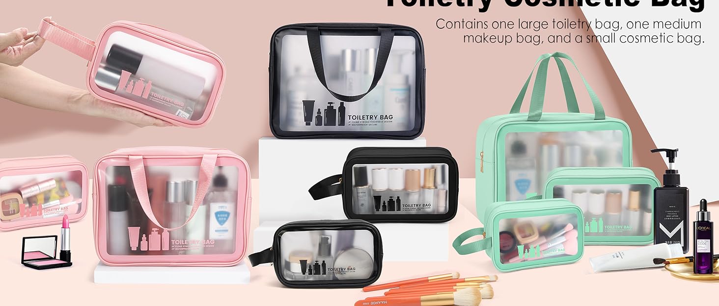 clear travel toiletries bag