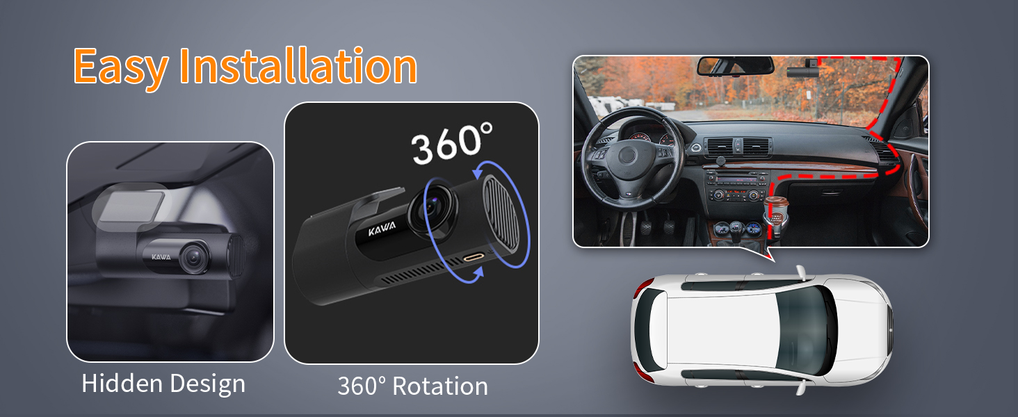 KAWA Car Camera Dash Cam 2K 1440P Full QHD Dash Camera 30fps Voice