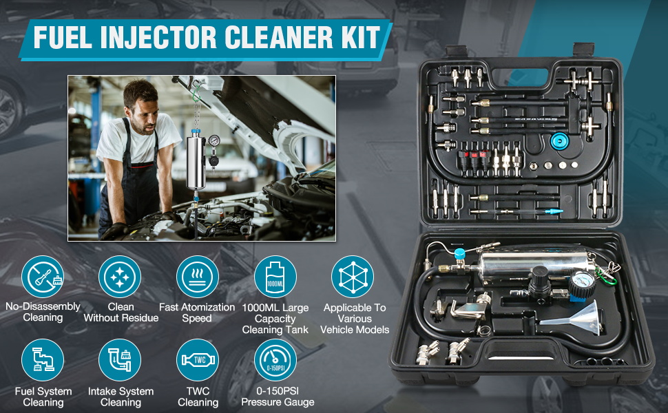 Fuel Injector Cleaner Kit 1000ML 150PSI NonDismantle Fuel