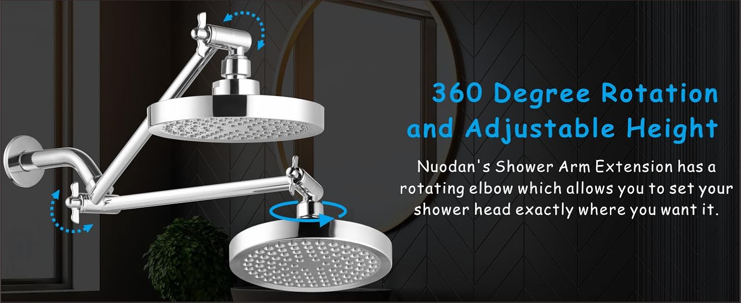 Shower Head Extension Arm by Nuodan 11" Solid Brass Shower Arm with Universal Connection to