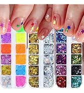 3 Box Star Nail Glitters Colorful Holographic Sequins 3D Mermaid Laser Independence Day Nail Flak...