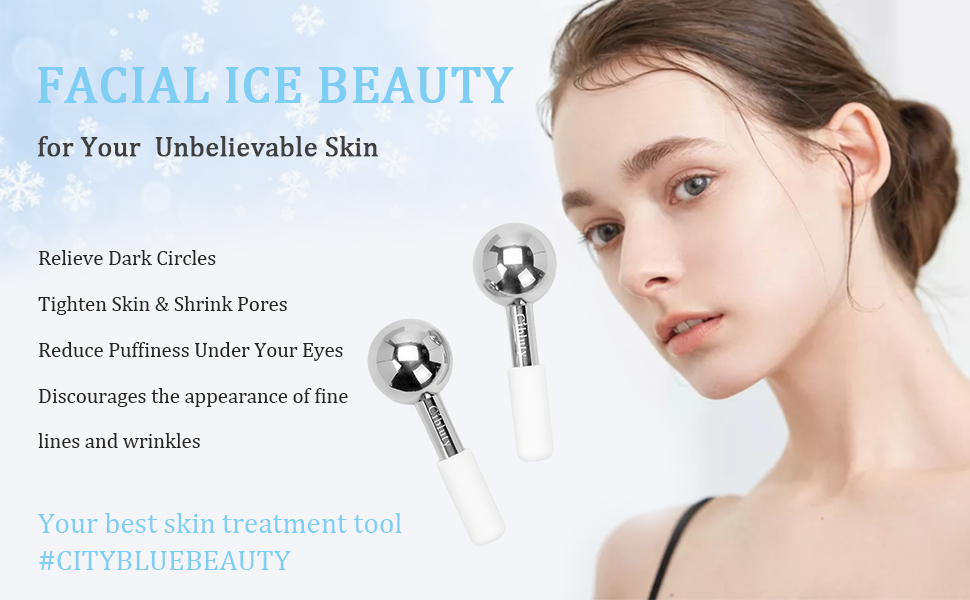 Facial Ice Roller by CIBLUTY 2PC Stainless Steel Face