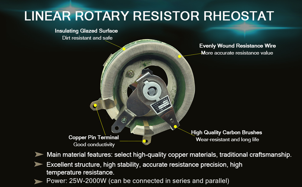 Fielect 100W 300R Ohm Ceramic Wire Wound Potentiometer Linear Rotary