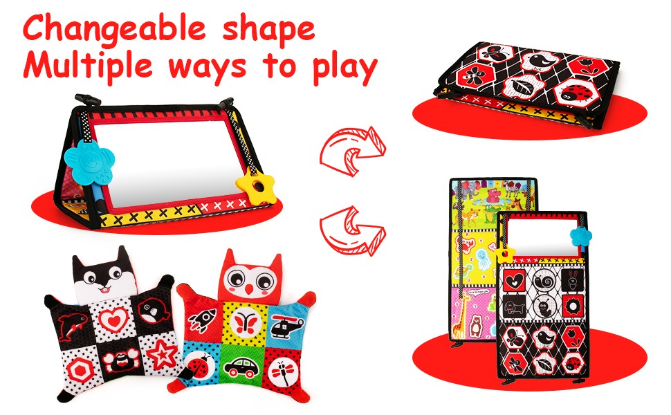Tummy Time Mirror,Black and White Baby Sensory Toys,Doublesided High