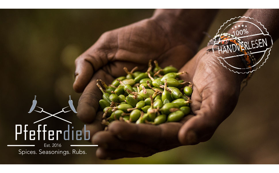 Grüner Kardamom wildwachsend und handgepflückt im Urwald