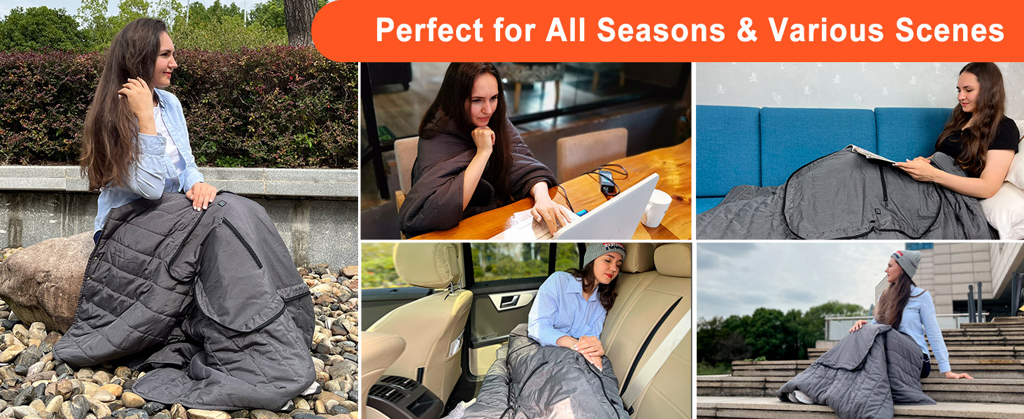 Goallim Portable Heated Blanket DC Powered, 3 Heat Settings DC Heated Blanket 3 Hrs Auto Off, 58