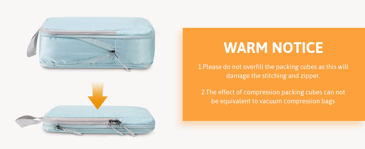 Meowoo Compression Packing Cubes for Suitcases, 4Pcs Extensible