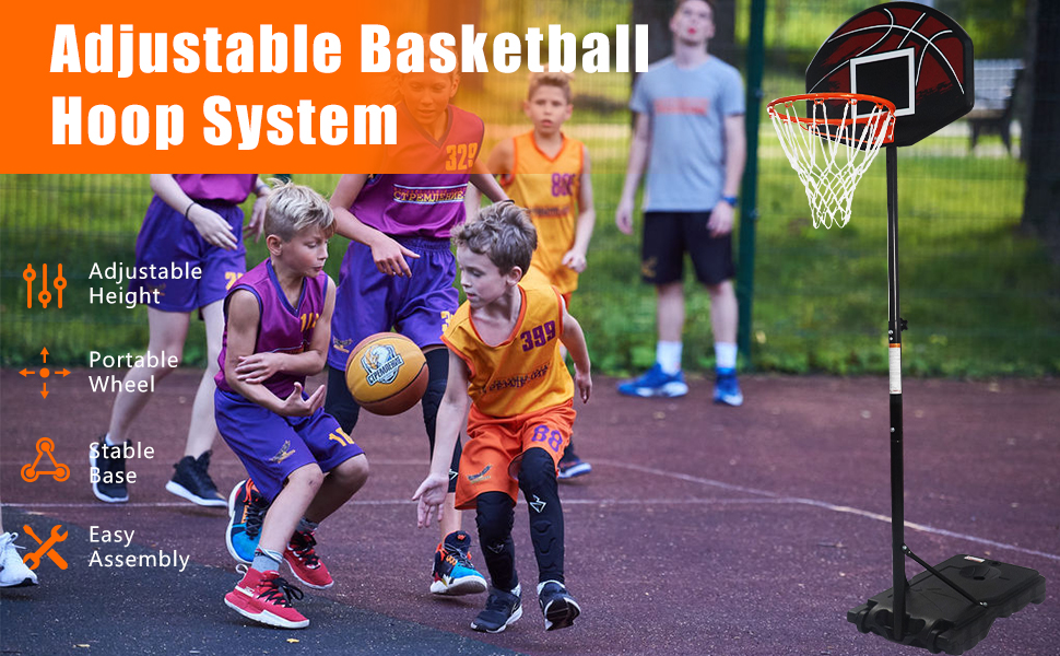 hoop Basketball Hoop Outdoor 2.9-6.9ft Adjustable - Basketball