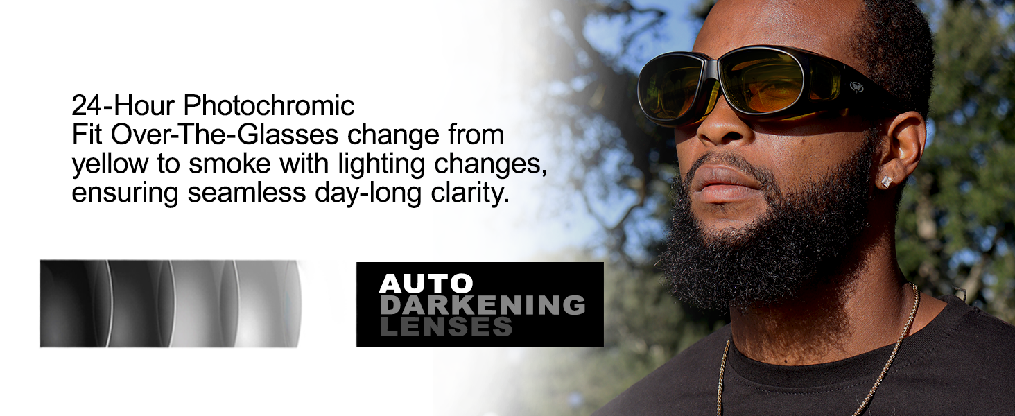 Global Vision Outfitter 24 Sunglasses Matte Black Frames w/ Photochromic Yellow to Smoke Lenses