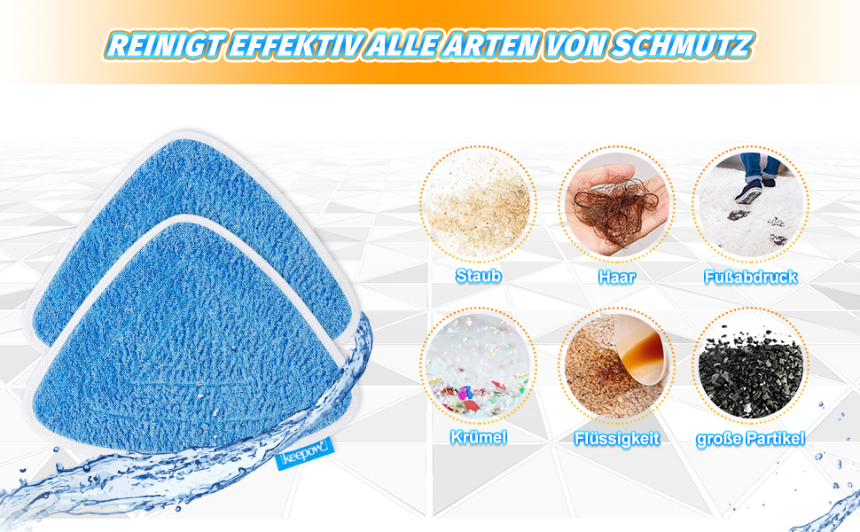 KEEPOW 5 Steam Mop Pads Compatible with Viledas Steam Mop Plus and Viledas Steam Mop, Microfibre