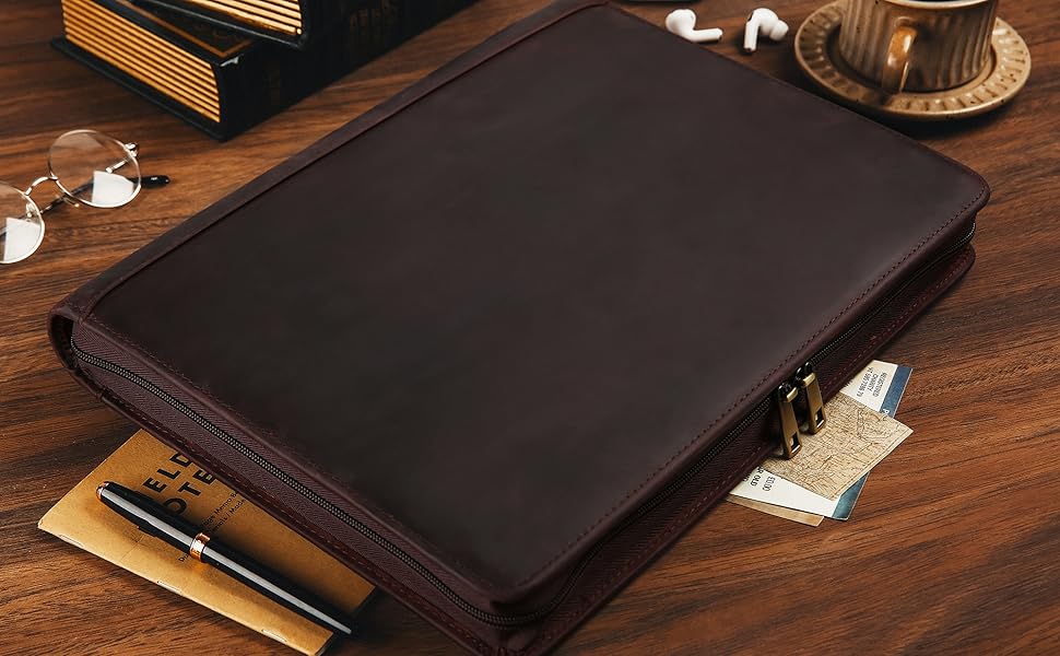 Leather Portfolio Binder, Vintage Leather Binder Portfolio