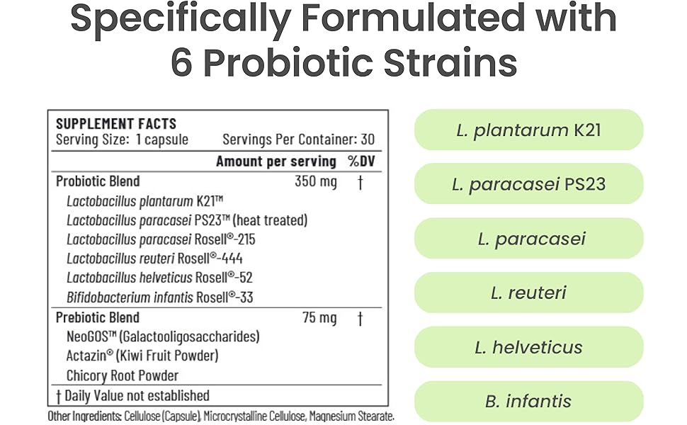 Specifically Formulated with 6 Probiotic Strains