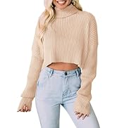 PRETTYGARDEN Women's 2025 Fall Winter Turtleneck Cropped Sweater Causal Ribbed Knit Long Sleeve P...
