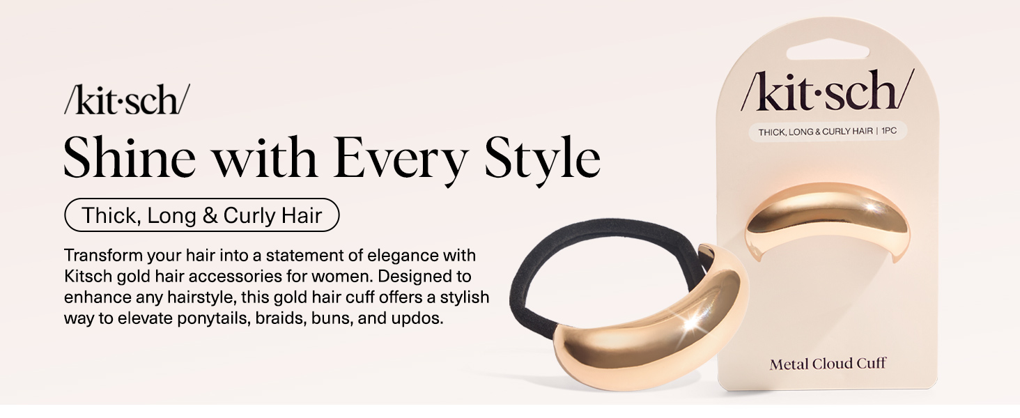 Gold Hair Cuffs – Metal Ponytail Cuff for Women Durable, Elegant Holder for Ponytails Braids & Updos