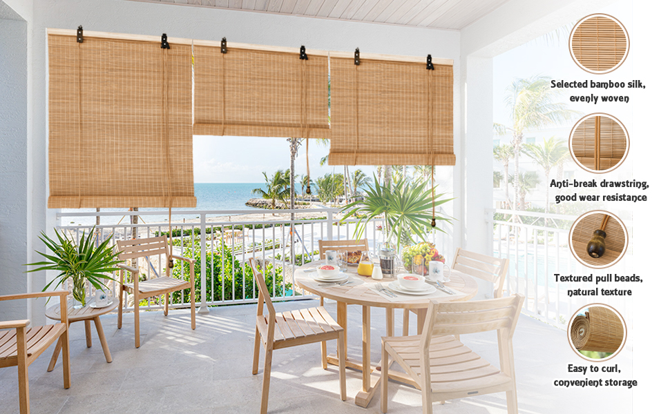 Lsjoaw Bamboo Blinds 70x87in/178x221cm Bamboo Roll Up Blind