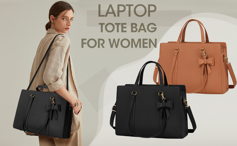 NEWHEY Laptop Tote Bags for Women 15.6 Inch Ladies Leather Laptop