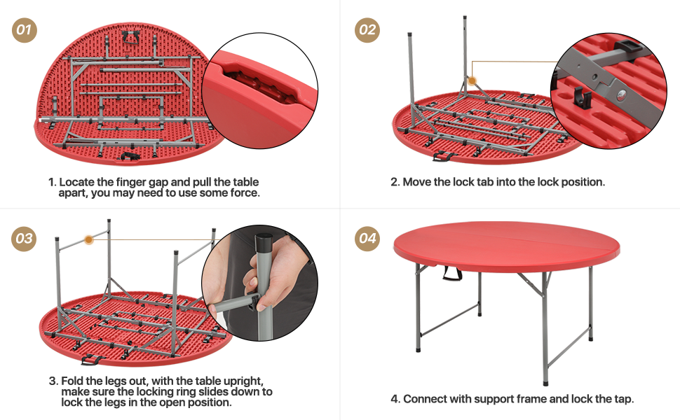 MoNiBloom 5Ft Round Folding Table, BiFold Banquet and