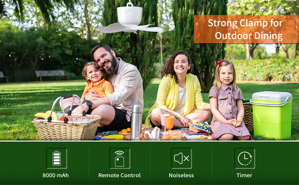 UNbeaten Portable Camping Fan for Tents with Hanging Hook