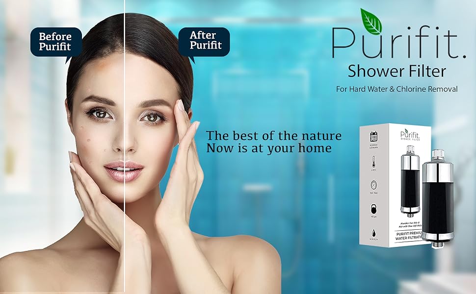Purifit Black Shower Filter for Hard Water and Chlorine Removal with