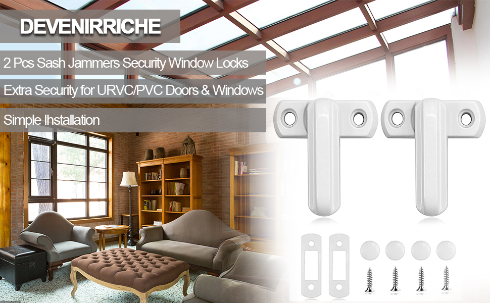 2pcs Sash Jammers Window Locks, Plastic Steel Casement Door and Window
