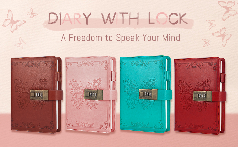 Diary with Lock, Journal for Women Girls, Vintage Lock Journal