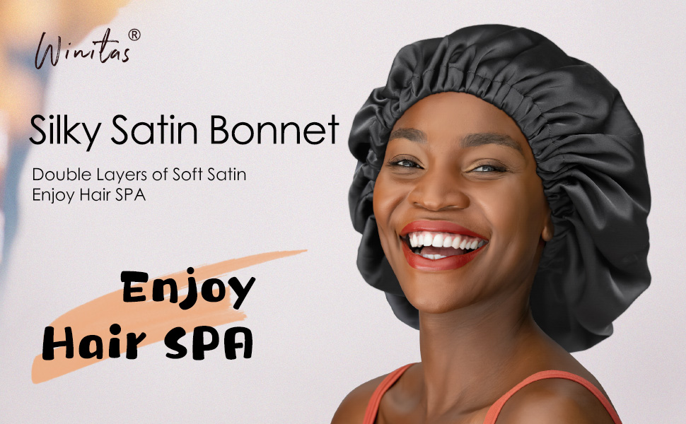 Silk Satin Bonnet for Black Women with Curly Hair