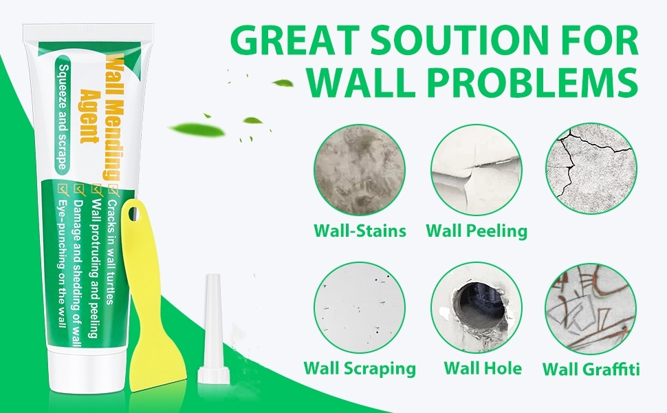 Drywall Repair Kit, 3 Pcs Spackle Wall Repair Patch Kit with Scraper, Wall Mending Agent Large