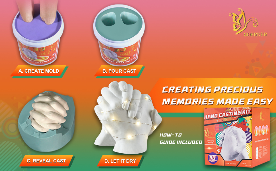 Goerner Hand Casting Kit Couples, Plaster Hand Mold Casting Kit, Molding Kits for