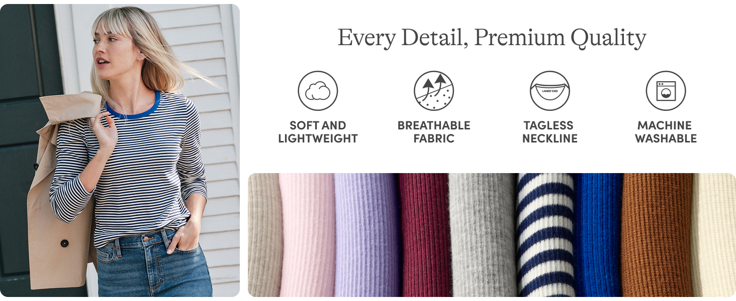 Supremely soft, timeless lighweight breathable fabrics flattering ribbed  petite plus tall