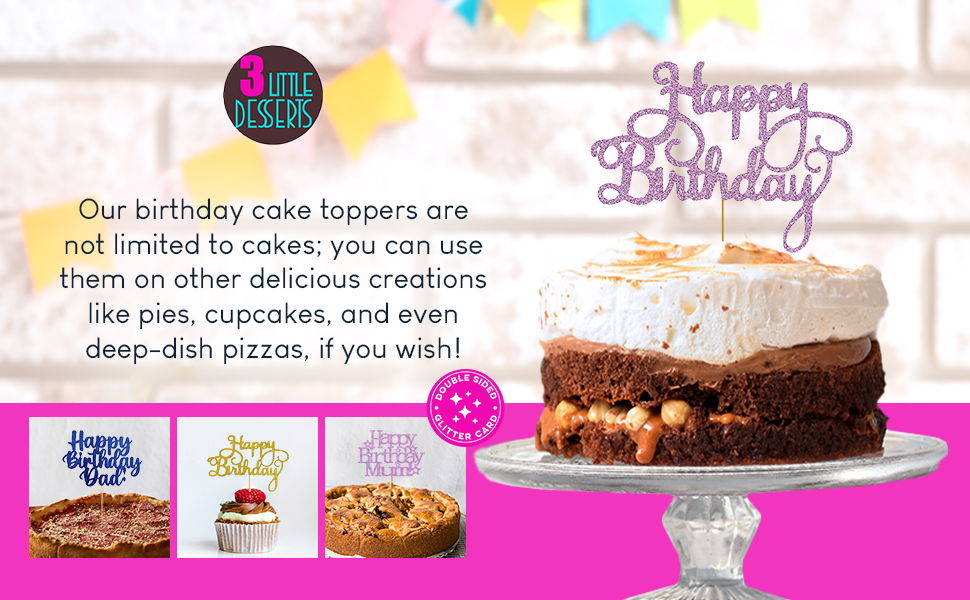 Glitter card cake toppers