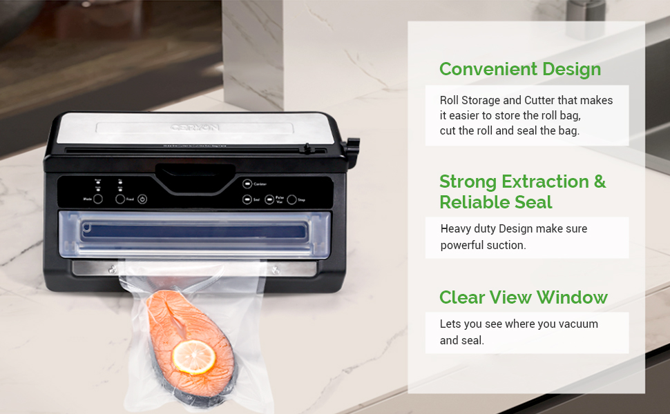 GERYON Vacuum Sealer Deluxe Food Sealer Machine with Builtin Bag Cutter and Roll