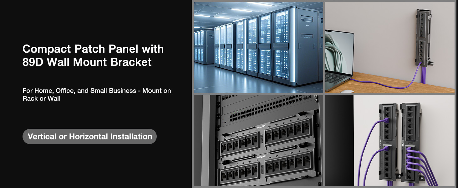Compact Patch Panel with 89D Wall Mount Bracket