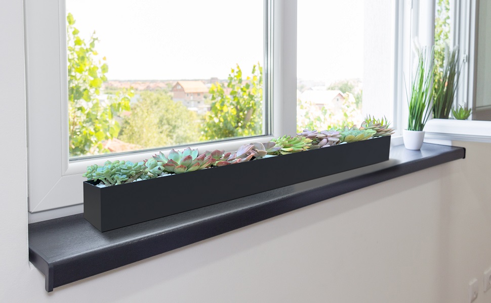 PSOIRGCNH Modern Metal Trough Planter Rectangle Succulent Planter Box 32" Window