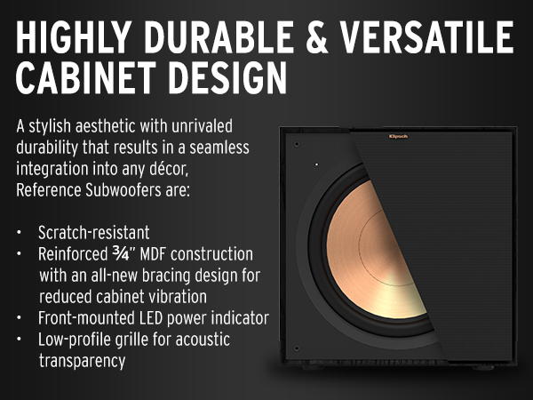 Klipsch Reference subwoofer with cutaway under grille