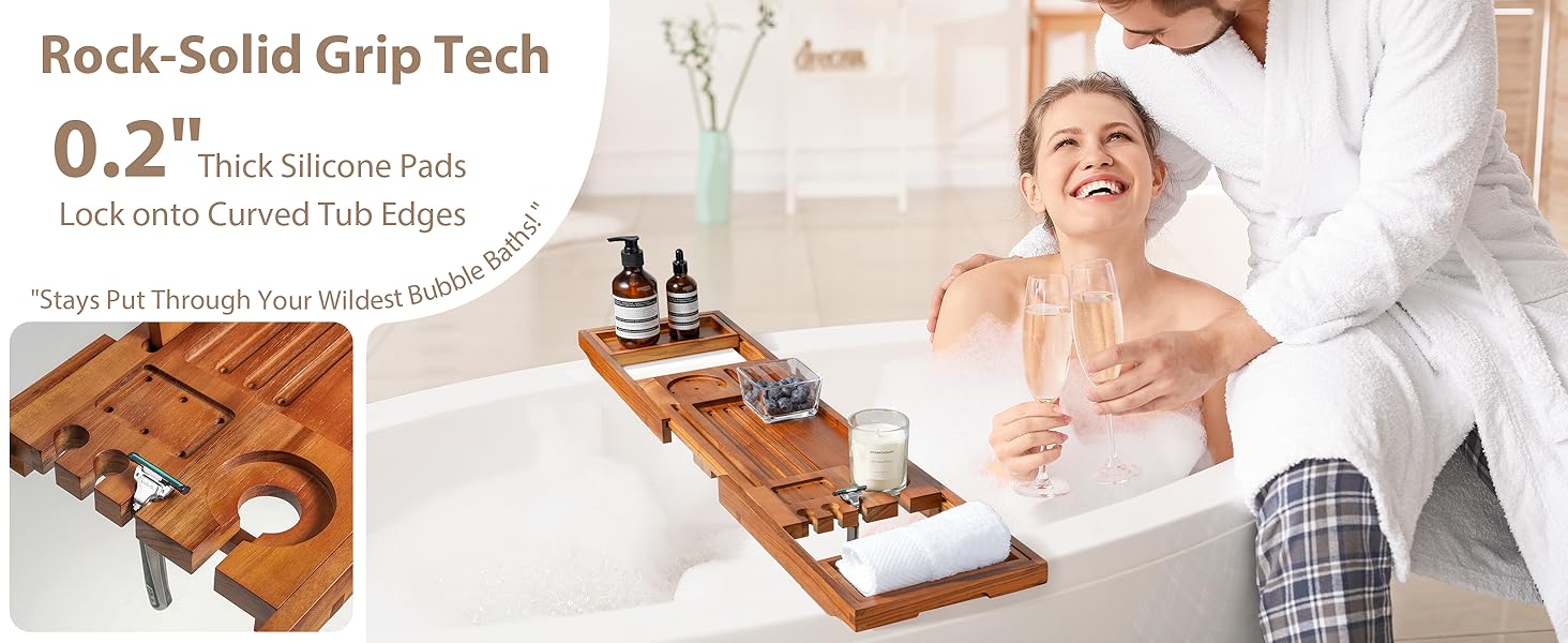 Teak bathtub tray