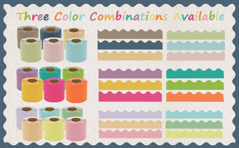 Acidea 196.8 ft Colorful Classroom Borders for Bulletin Board, 6 Rolls