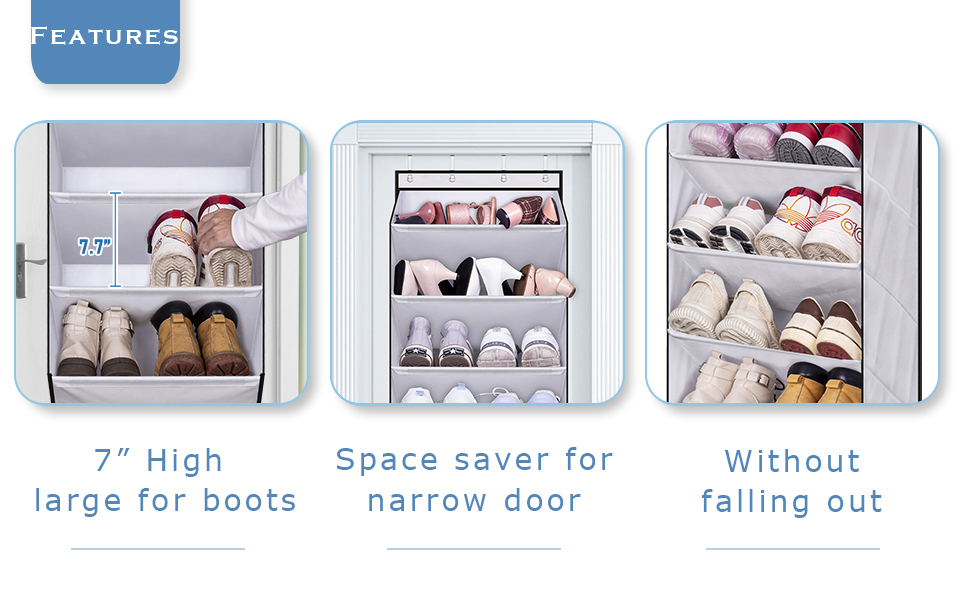 MISSLO 6 Shelf Door Shoe Rack Hanging Shoe Storage With Deep Pocket