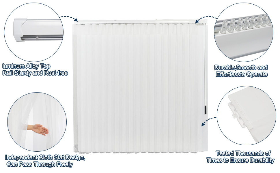 Pasoun Custom Vertical Blinds Shades Cordless Wand Control