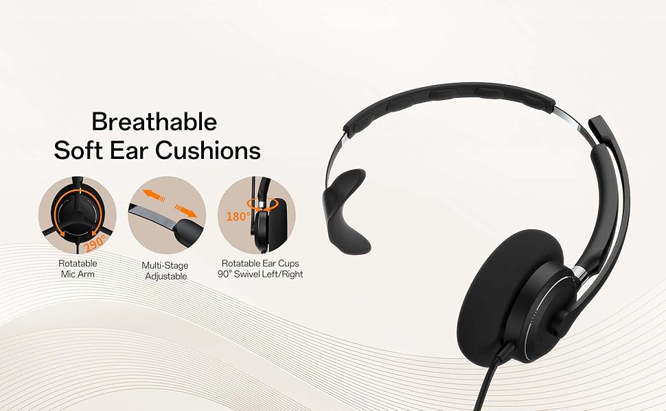 Rownfusny Wired Headset with Noise Canceling Microphone for