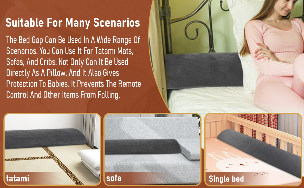 Focuprodu Bed Wedge Pillow. Soft Velvet Bed Gap Filler for