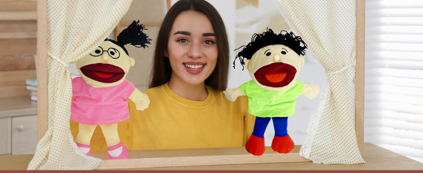 8 Hand Puppets for Kids, Multicultural Puppets with Movable Mouth (8