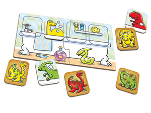 orchard toys dirty dinos guessing game color number counting learning shape fun activity for kids.