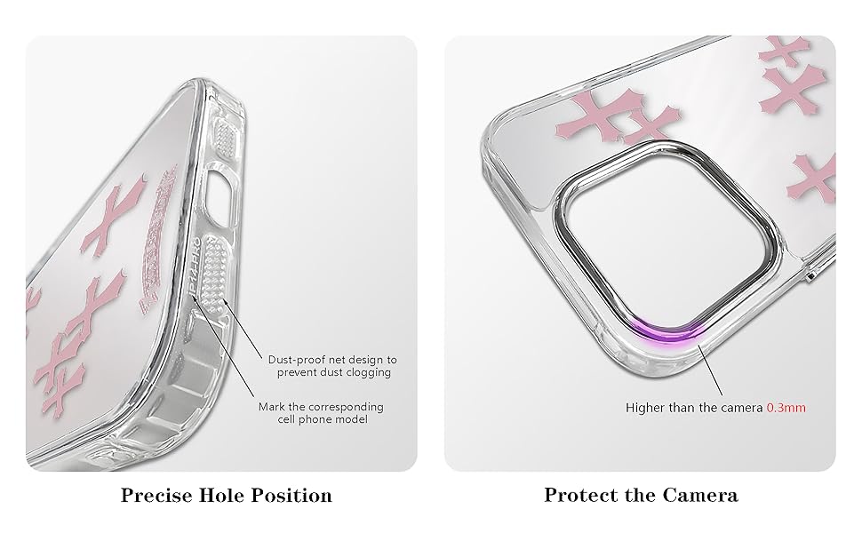 xoniery Compatible with iPhone Cute Glossy Mirror Back Case