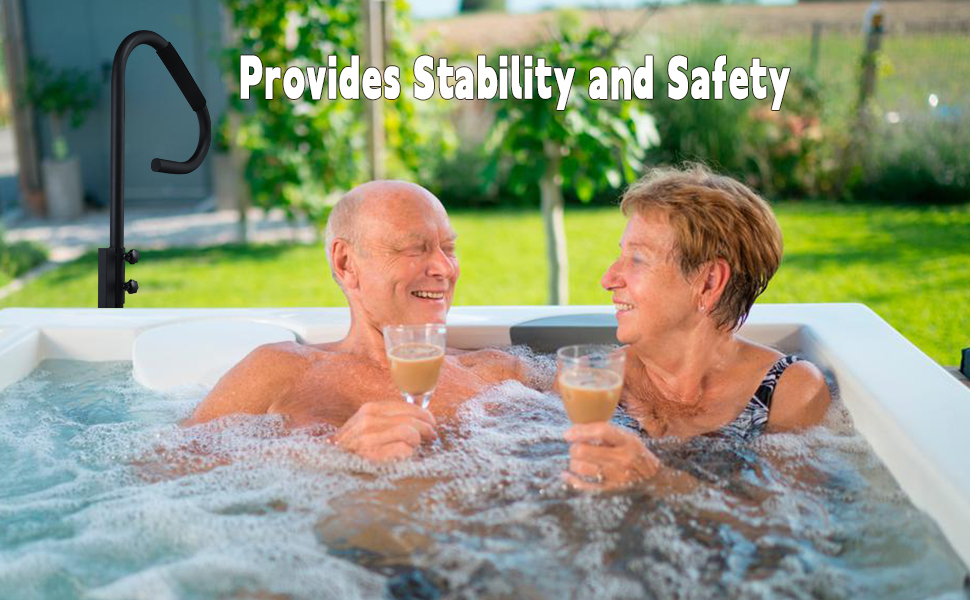 TCFUNDY Hot Tub Handrail, Adjustable 60" Slide Spa Hot Tub Hand Rail, Under Base Spa