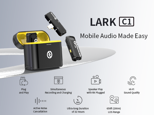 Hollyland Lark C1 Android用ワイヤレスマイク 公式] Hollyland Lark C1 - iPhone/iPad/Androidスマートフォン