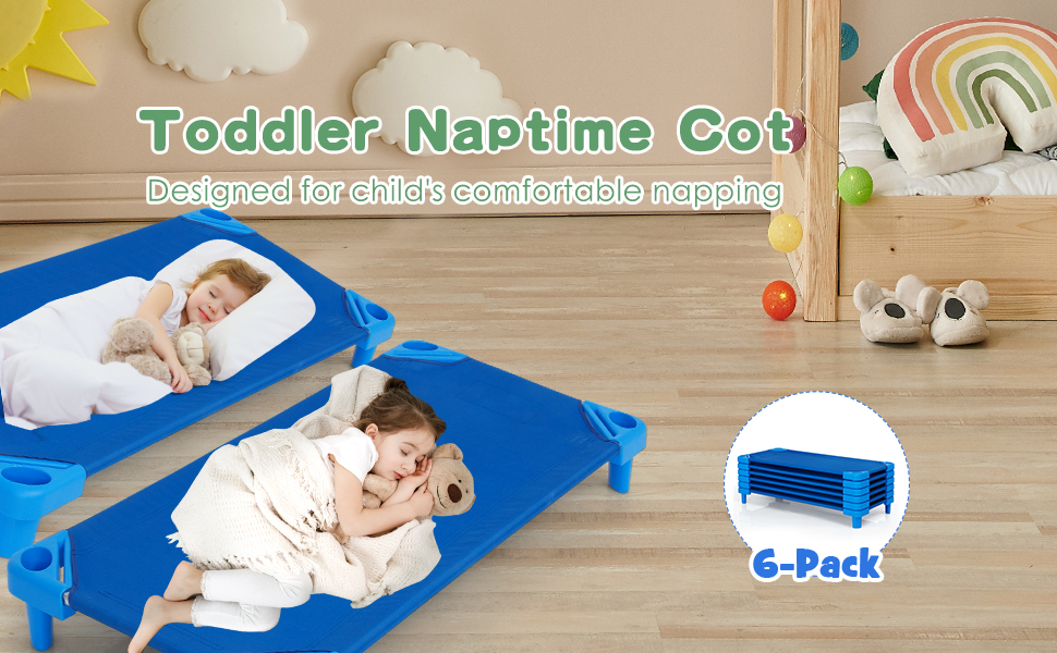 DORTALA Stackable Toddler Daycare Cots, Pack of 6, Stackable Sleeping