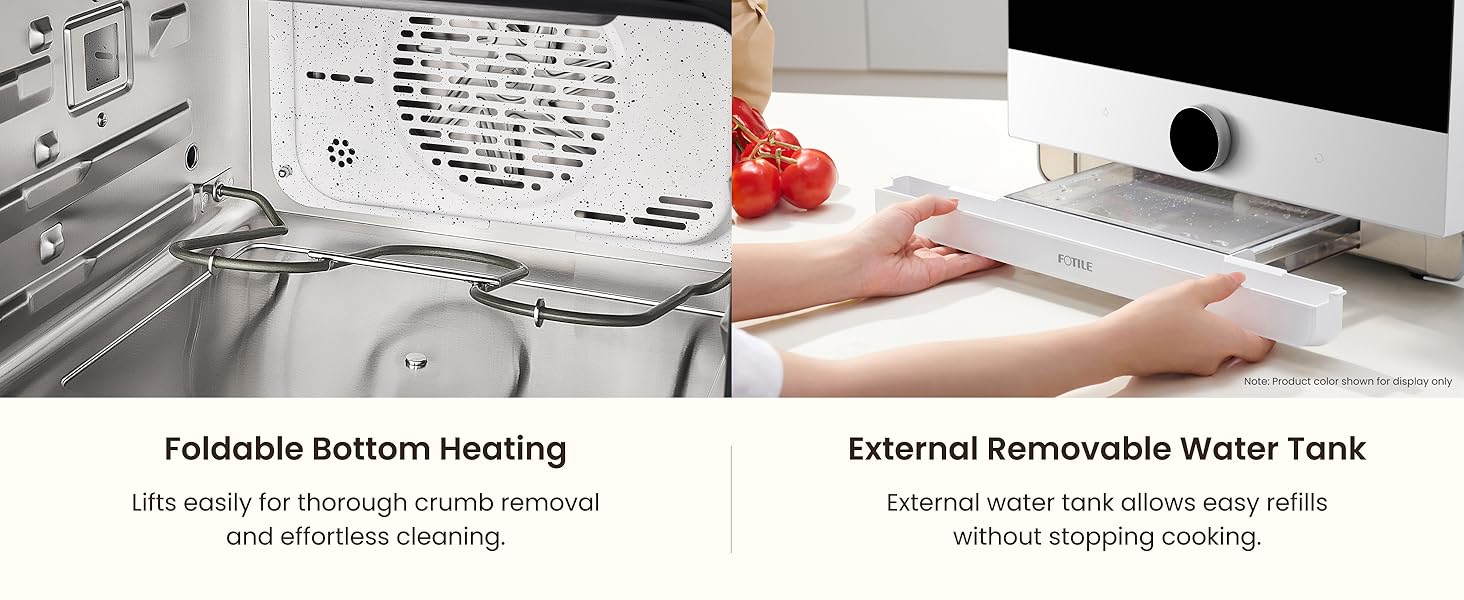 Foldable Bottom Heating. External Removable Water Tank
